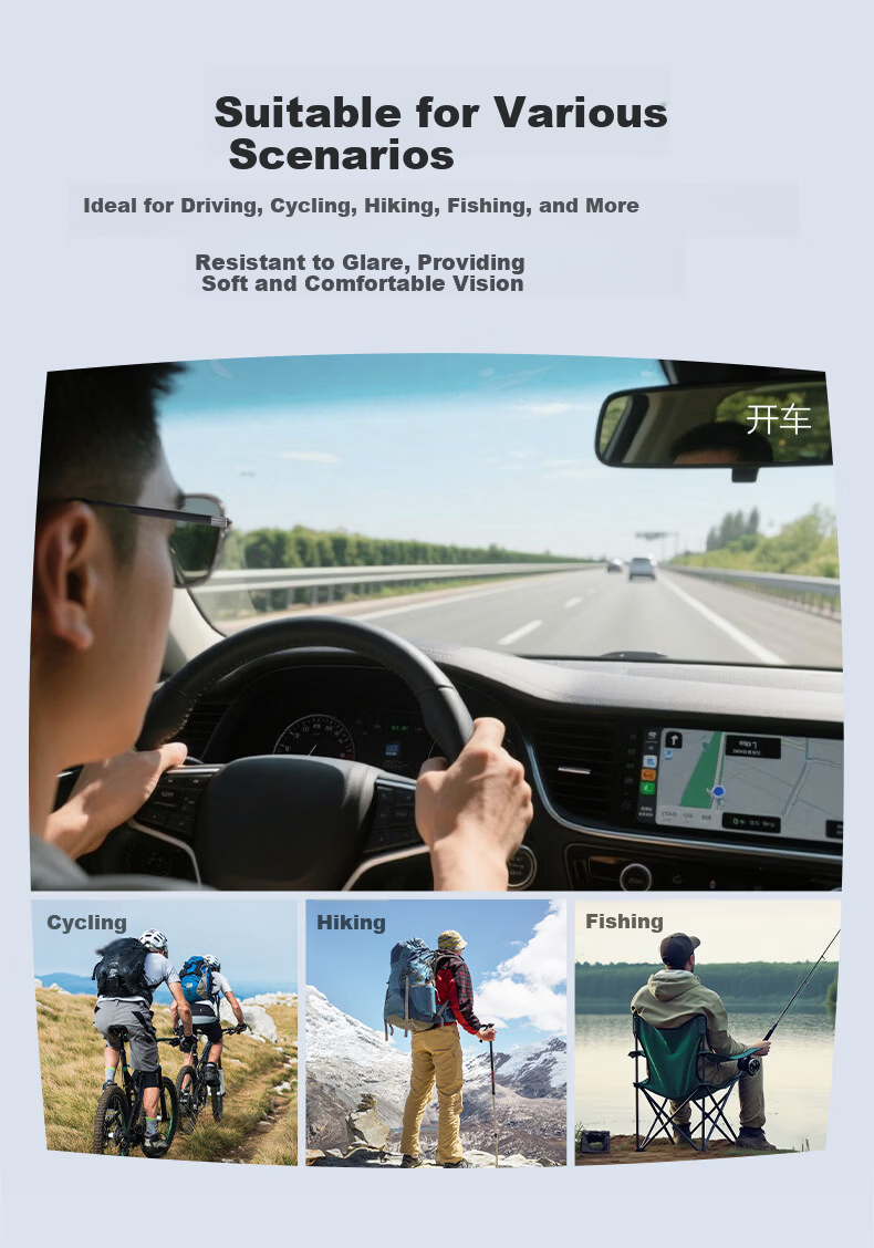 HLA Day and Night Dual-Use Polarized Sunglasses Night Driving Photochromic Men's Night Vision Glasses Anti-Glare for Driving 5