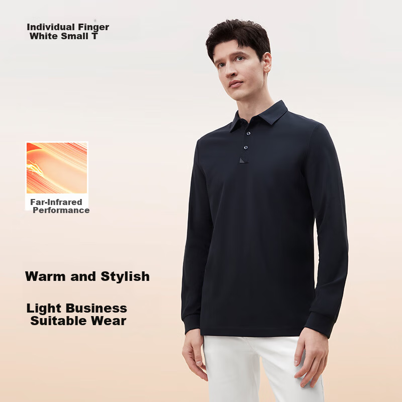Thumb White Small T Long Sleeve Polo Shirt Spring and Autumn Men's Business Casual Versatile Top T-Shirt Navy Blue 2XL