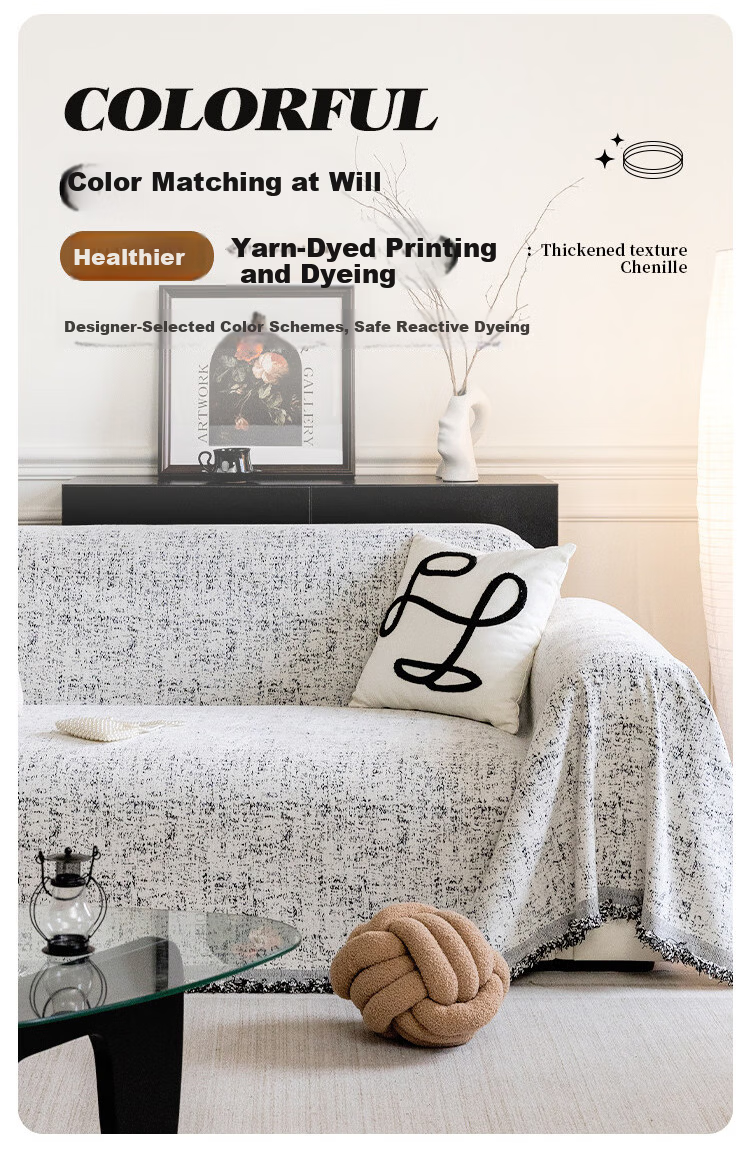 AVIVI Chenille Sofa Cover, All-Season Non-Slip Sofa Pad, Full Coverage Throw Blanket, 180*380 Cm, Xingma 5