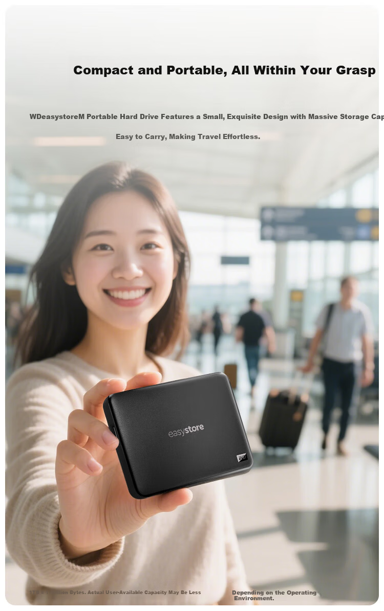 Western Digital easystore 2TB Portable External Hard Drive USB 3.0 2.5-inch Mechanical HDD Laptop Backup Large Capacity Home Storage 2
