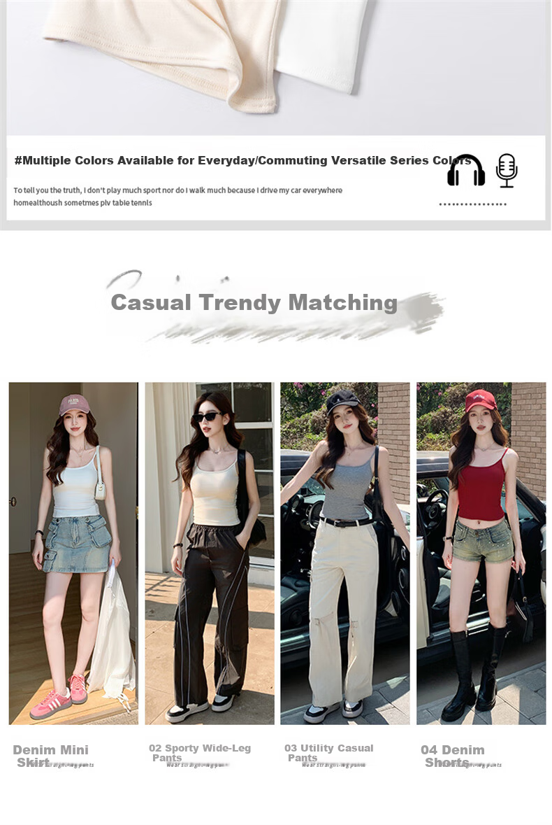 LangSha Red Spaghetti Strap Women's New Padded Sexy Sleeveless Tank Top Outerwear Qi Ji Red Shirt 3