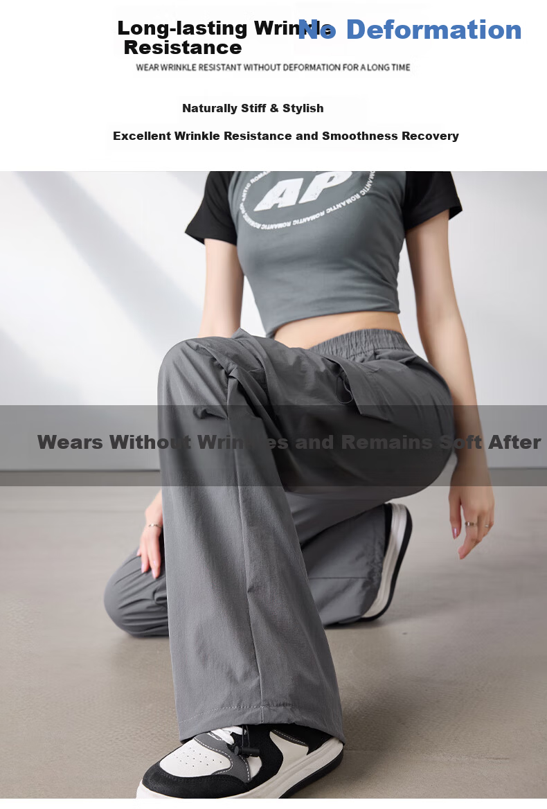 Langsha Women's American Style Parachute Work Pants Spring Summer Thin High Waist Wide Leg Loose Straight Casual Outdoor Sports Pants 13