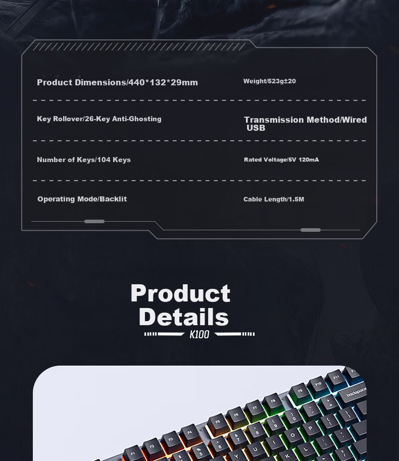 HP K500Y Mechanical Feel Wired Silent Membrane 104-Key Keyboard for Gaming, Office, and Study Compatible with Laptop and Desktop, High-Quality Side-Engraved Peripheral 19