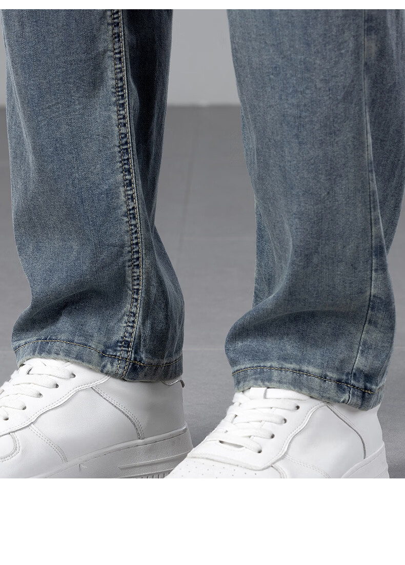 Zengzhi Denim Men's Jeans Summer Stretch Comfortable Breathable Straight-Leg Versatile Pants Vintage Blue 29 13