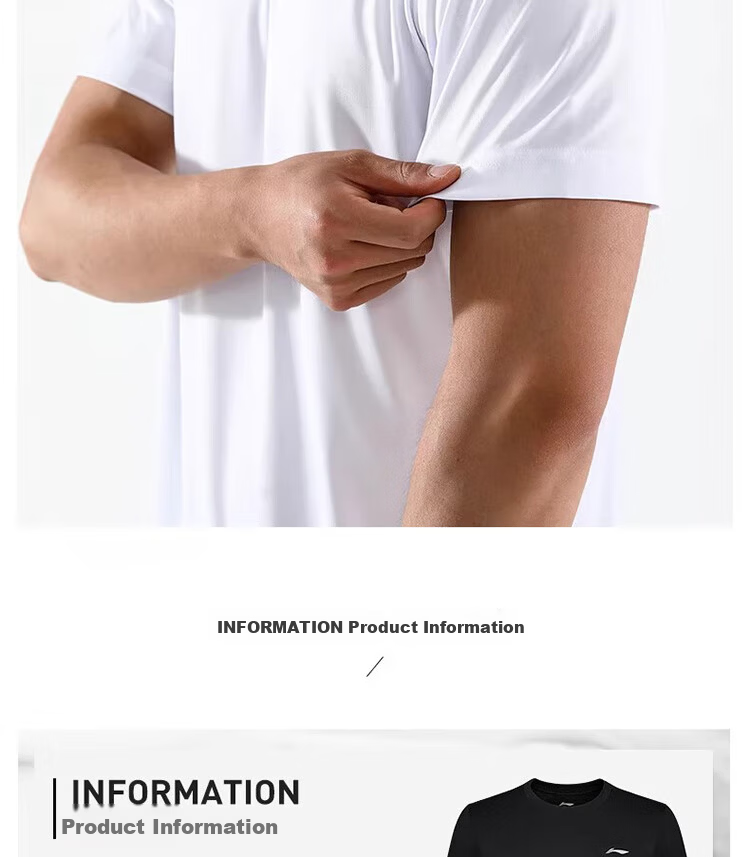 LI-NING Men's Summer Quick-Dry Breathable Short Sleeve T-Shirt AHST575-1-S 10