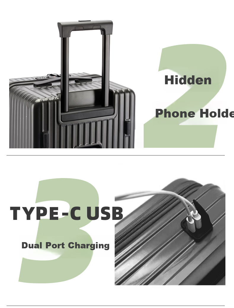 DELETE 2026 New Multifunctional Large Capacity Trolley Password Travel Suitcase Ash Gray 20 Inch 12