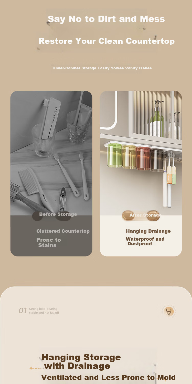 Ecoco Student Dormitory Toothbrush Cup Bathroom Supplies Electric Toothbrush Storage Rack Set with Rinse Cup 25112 3