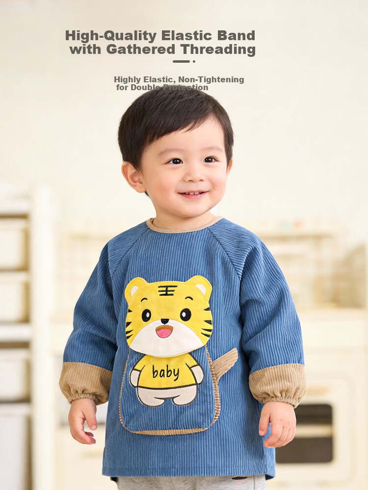 9i9 Baby Eating Bib Apron Long Sleeve Toddler Art Smock Waterproof Reversible Kids Splash-Proof Shirt A410 8