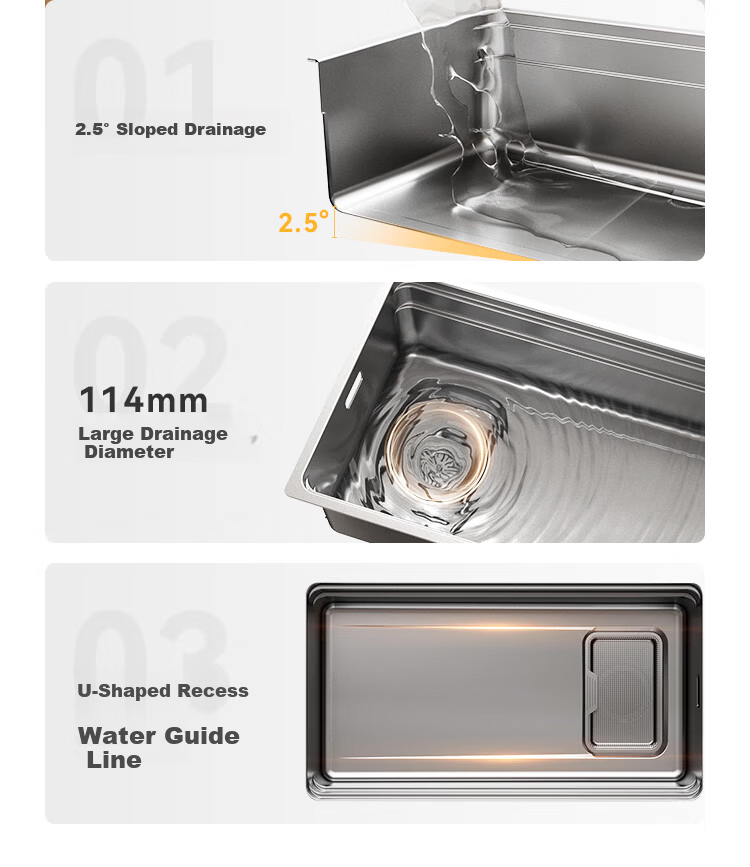 JD Jingzao Pure Titanium 0-Coating Large Single Bowl Kitchen Sink Anti-Grease Water Drainage Basin 76*43 with Faucet 11