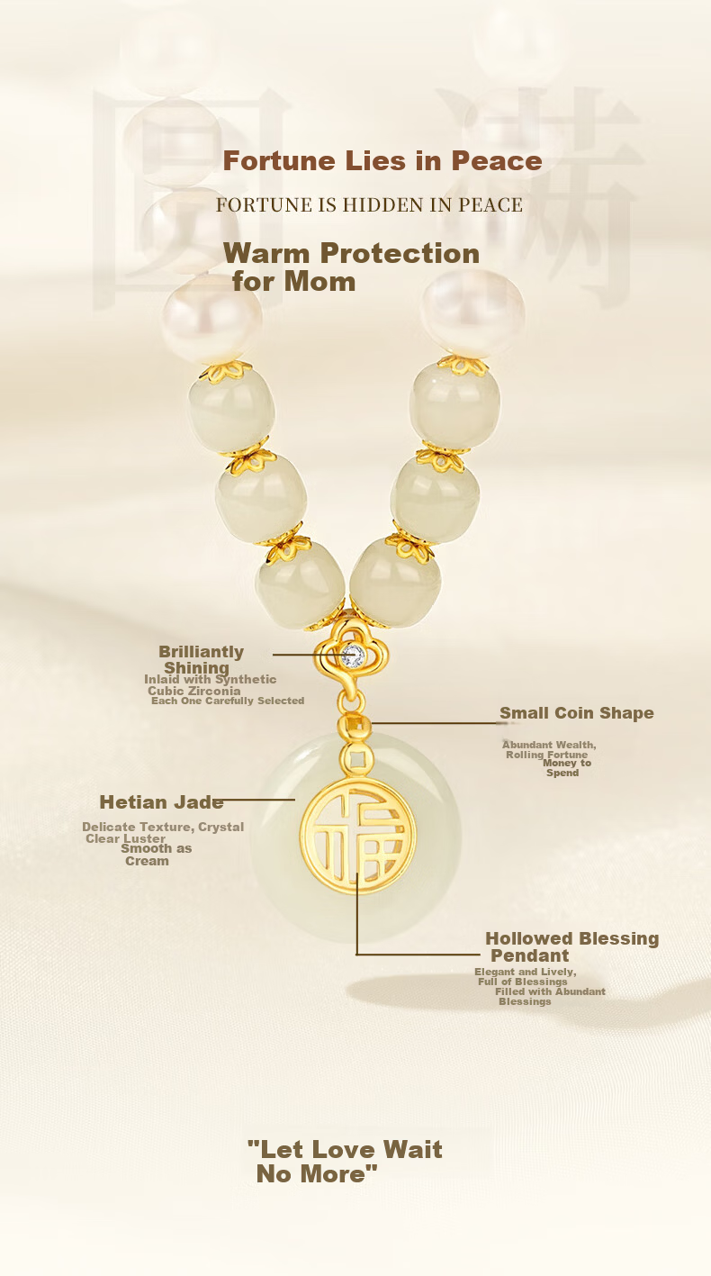 Qike Natural Pearl Necklace with Peace Buckle And Hetian Jade Pendant, Authentic Practical Gift for Wife Or Girlfriend on Valentine's Day 13