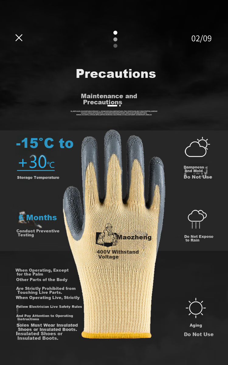 Maozheng Insulated Gloves, Electrician 400V Low Voltage, Anti-Electric Shock, Non-Slip, Wear-Resistant, for Electric Drill Operation, Welders, Woodworkers, Maintenance, Coated And Dipped Labor Protectio 5
