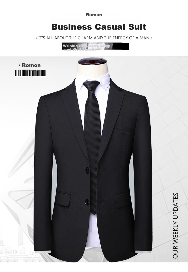 ROMON Men's Suit, Four Seasons Style, Slim Fit, Professional Business Formal Wear, Men's Suit Jacket, Casual Blazer, Men's Clothing 1