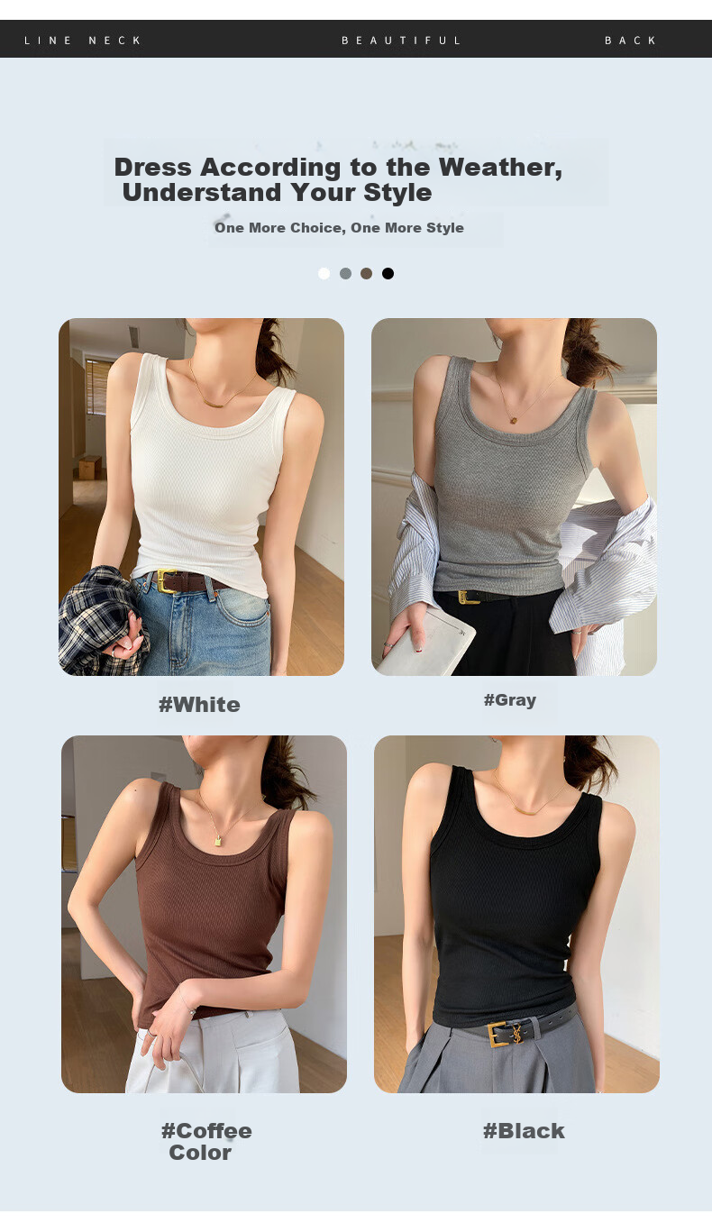 LangSha Padded Camisole Tank Top for Women, Modal Slim Fit Plus Size Beautiful Back Base Shirt 9