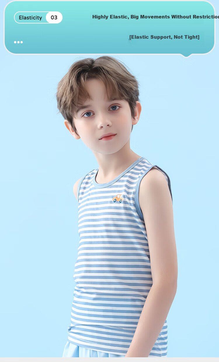 LangSha Kids Vest Boys Summer Thin Cotton Vest Baby T-Shirt Underwear Base Shirt 2-Pack White+Gray 110 7