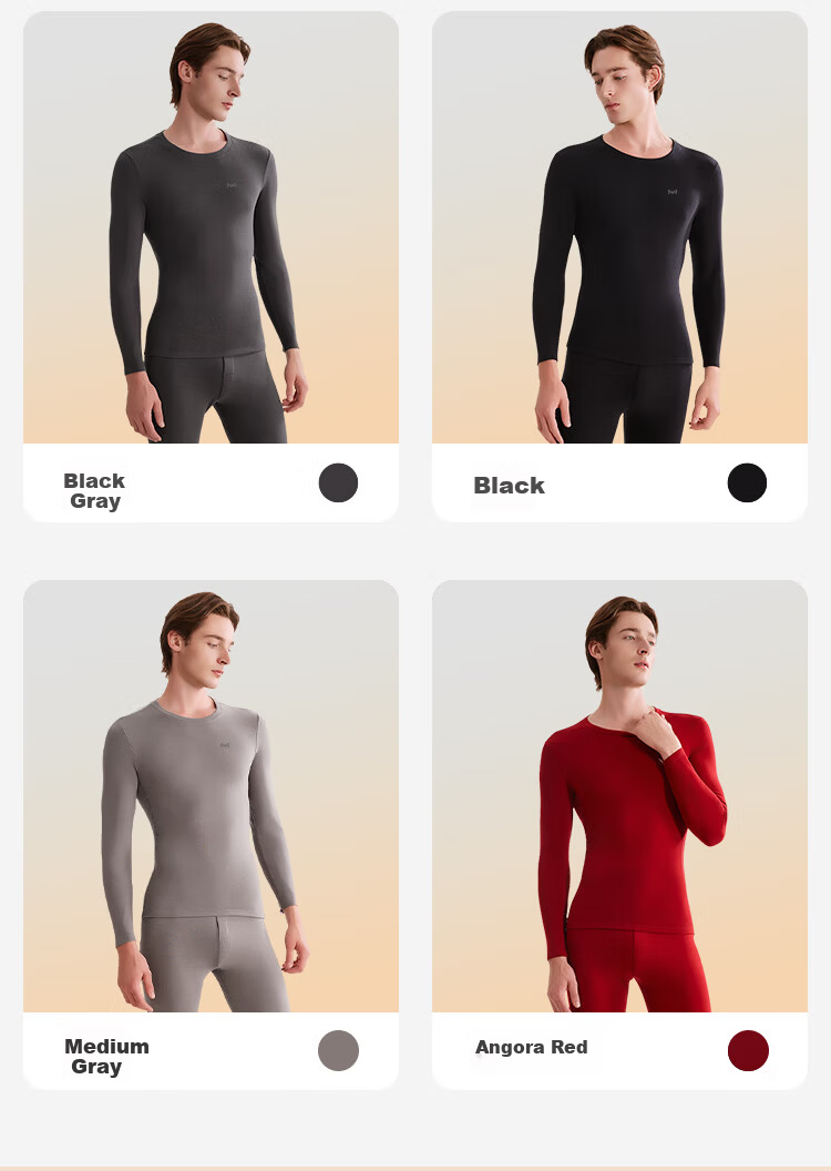 Miiow Men's Thermal Underwear Set Polyester Velvet Heat Retaining Thickened Acrylic Warm Autumn Shirt and Pants 17