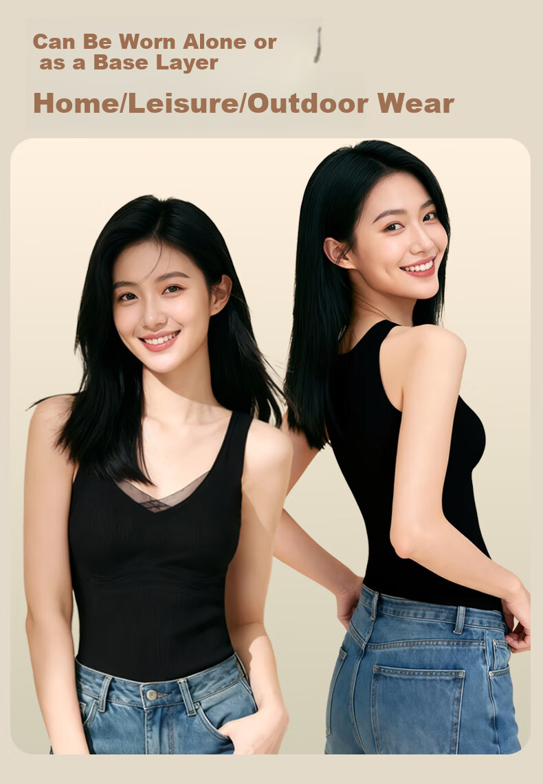 GUJIN Autumn Winter Warm Vest for Women with Built-in Chest Pad Wool Silk and German Velvet Underwear Bra-Free New Base Layer Shirt 8