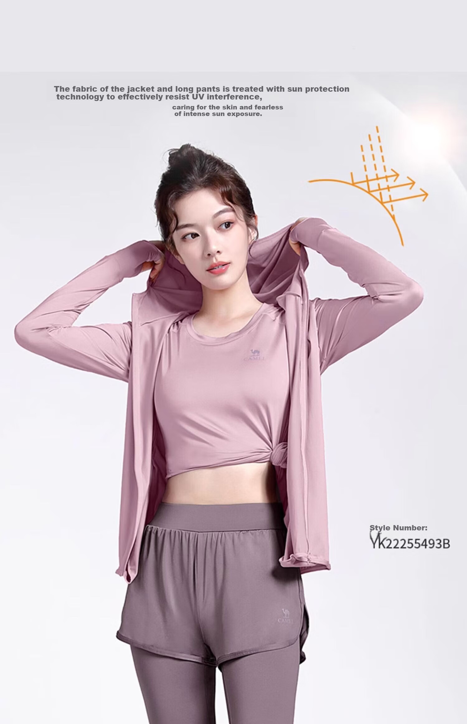 CAMEL Yoga Outfit for Women, Morning Run Outdoor Sportswear, Slim-Fit Breathable Fitness Wear, Five-Piece Set YK22255493B 2