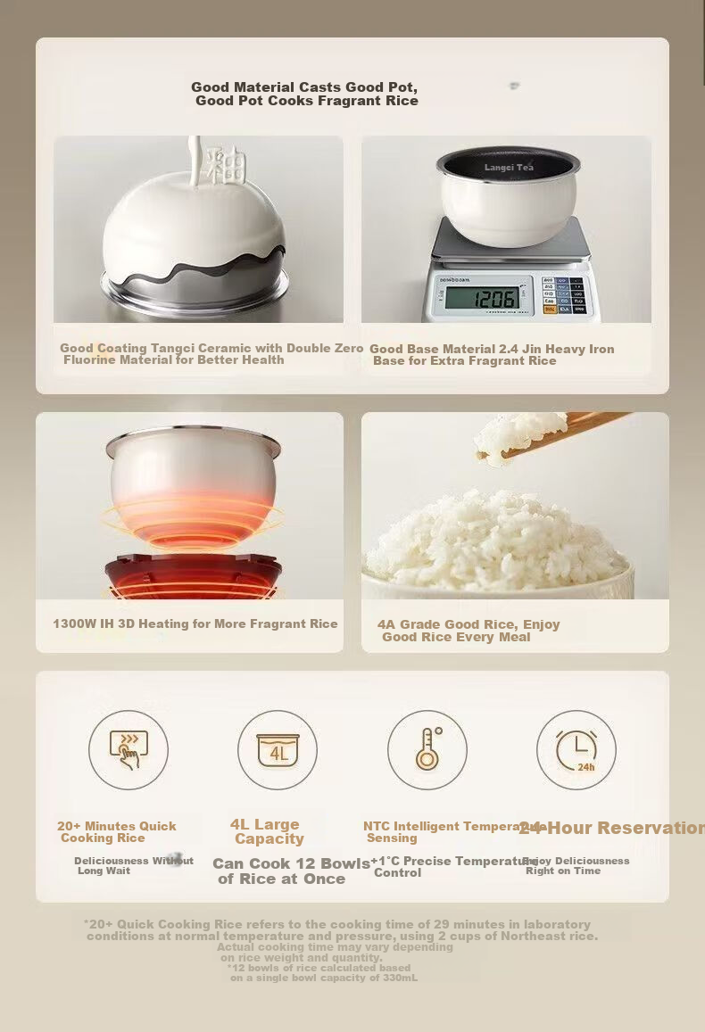 Joyoung ZMD Peace of Mind Series 0-Fluoride Enamel Ceramic Pot Rice Cooker 4A Grade Rice IH Induction Heating Multifunctional Smart Reservation 4L F-40NF079 2