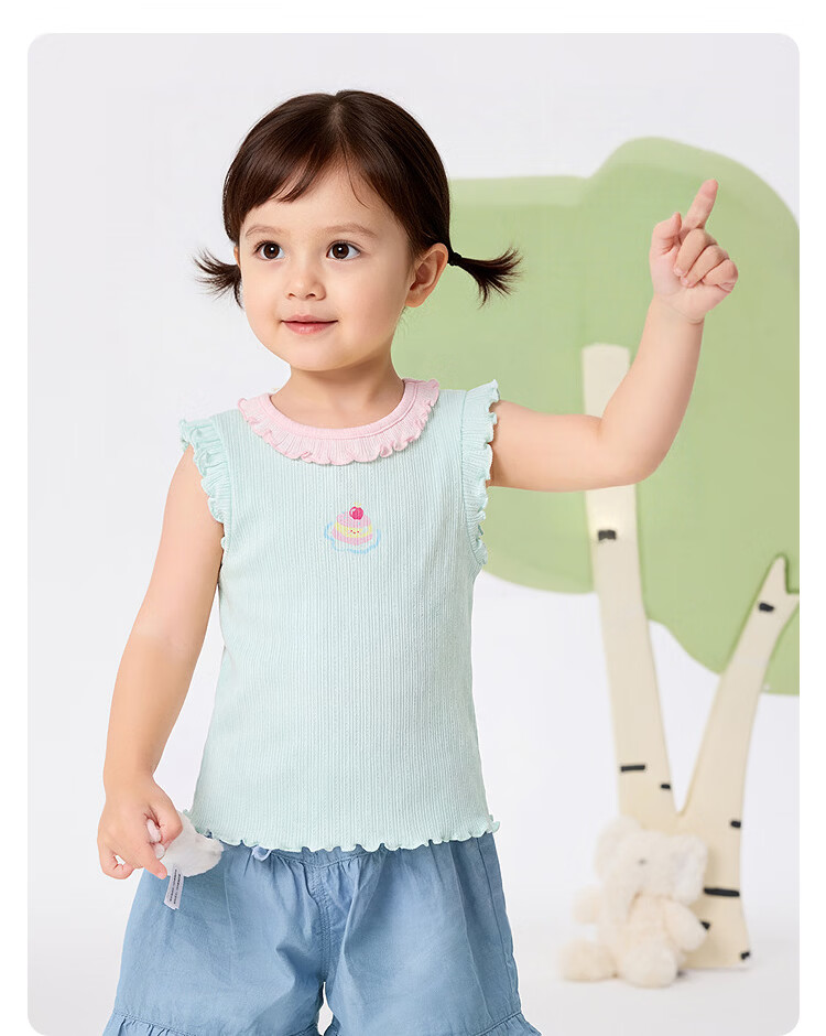 Balabala [balaOne] Baby Vest Infant Top Girls Summer Outerwear 2026 Sweet 23