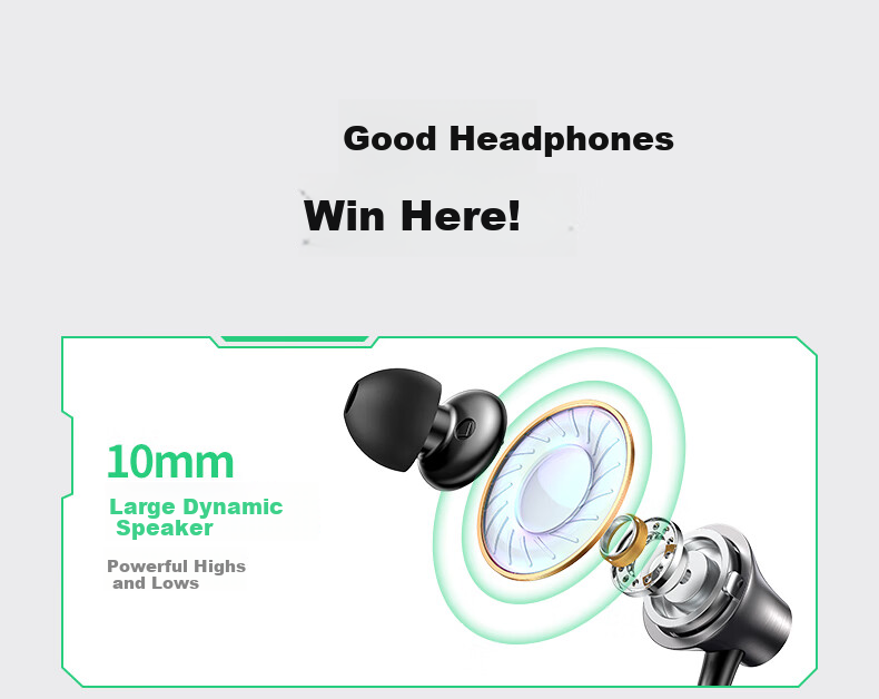 Ugreen Wired In-Ear Earphones 3.5mm Jack Gaming Music Headset with Mic Compatible with iPhone Huawei Xiaomi Oppo 3