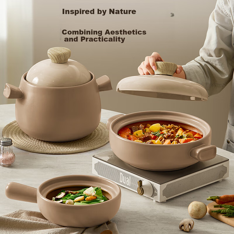 SUPOR Ceramic Casserole Pot 4.5L High-Temperature Resistant Clay Pot for Herbal Medicine, Claypot Rice, Soup, Gas Stove Stew Pot