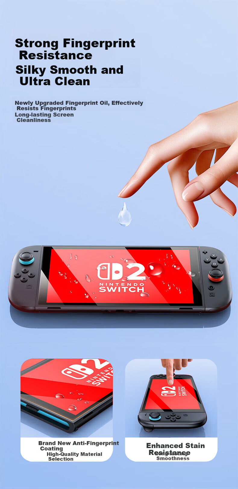 Pisen Tempered Glass Screen Protector for Switch 2nd Gen [Dust-Free Installation] 2025 NS2 Compatible Nintendo Gaming Console Full-Screen HD Anti-Fingerprint Borderless Film 6