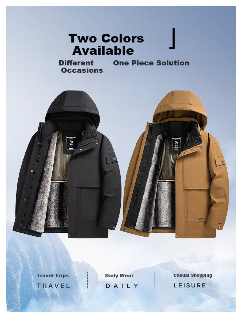 SHANSHAN 90 Goose Down Jacket Men Winter Three-in-One Casual Thick Warm Detachable Hooded Dad Coat 3