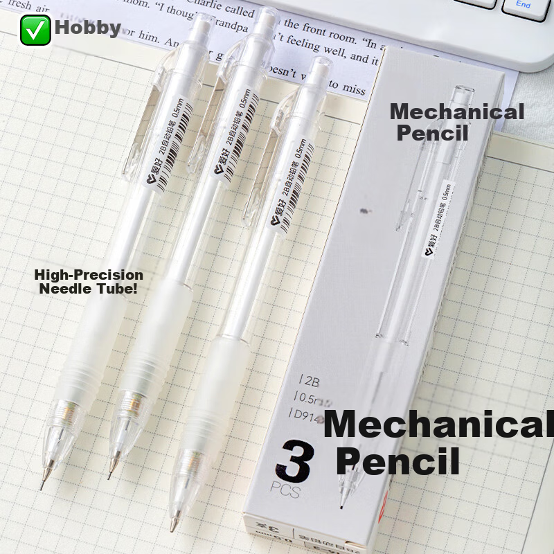 AIHAO Back to School Essential 2B 0.5mm Mechanical Pencil High-Quality Student Exam Pencil 3-Pack D914-3 3