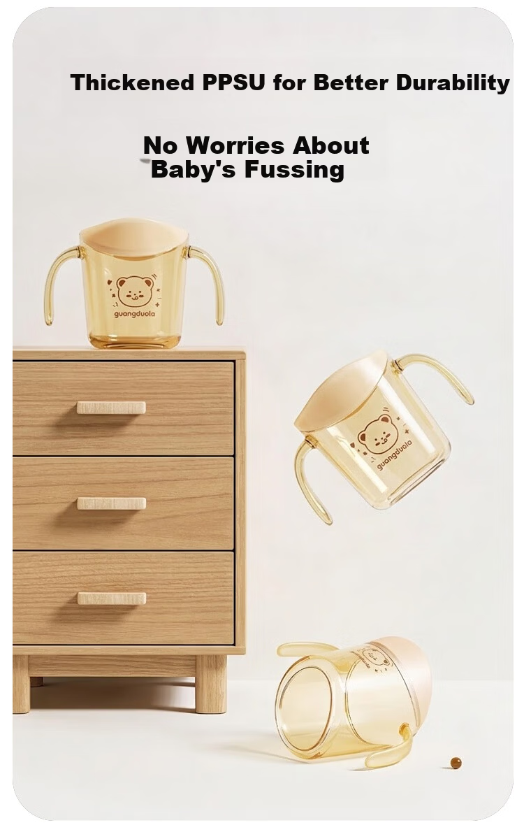 Guangduola Infant Thermos Cup for Children 1-3 Years Old Baby Insulated Milk Bottle Straw Water Cup Small Age Learning Drinking Cup 9
