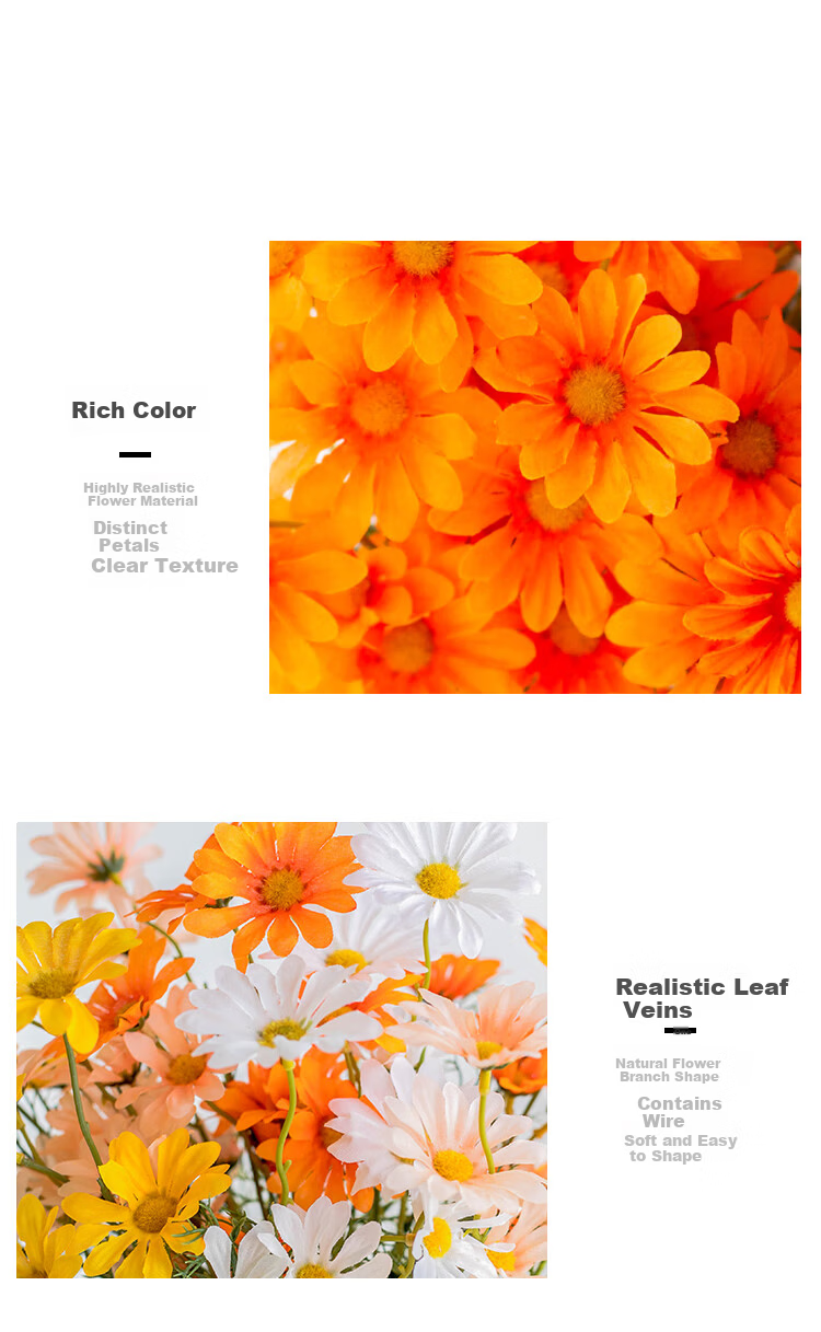 SUGER LOVE Artificial Flowers, Cacalia, 2 Stems, 50cm, Simple Living Room Decoration, Bouquet, Flower Vase, Floral Arrangement 13