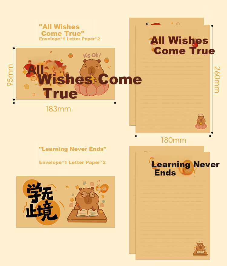 Kingdee Inspirational Envelope and Letter Paper Set Premium Foil Stamped Blessing Cards Motivational Handwritten Letters for Kids and Students Simple Stationery 7
