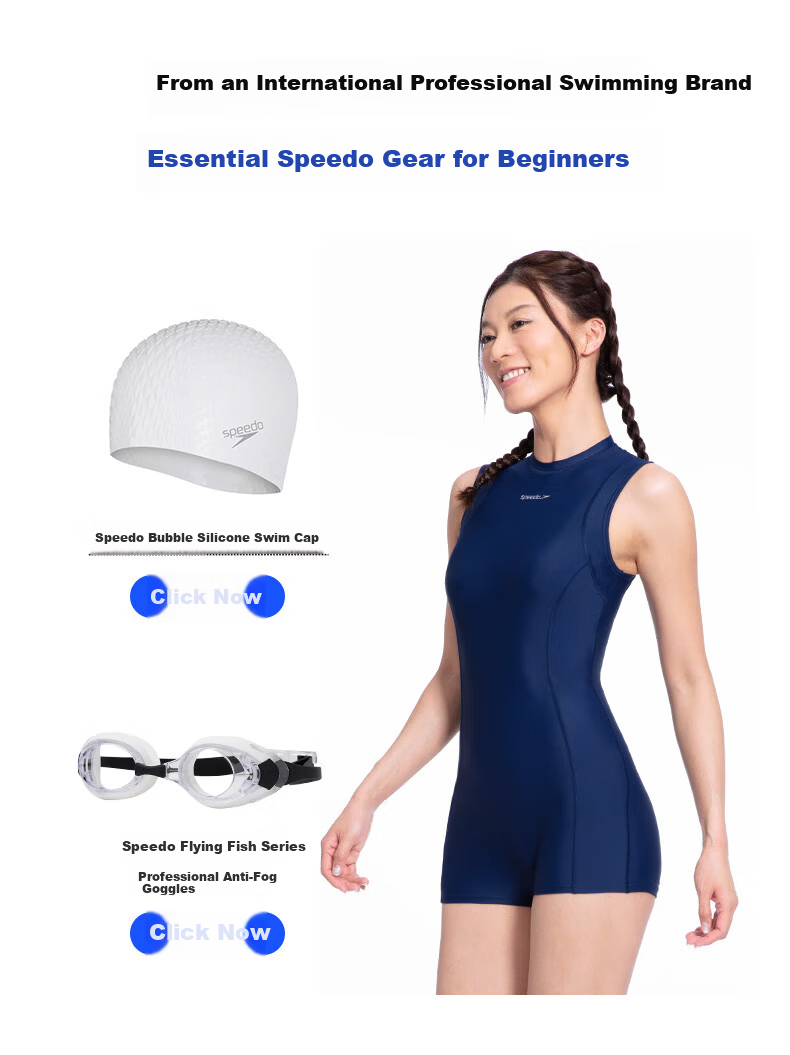 Speedo Free Freedom Skin Series Graceful Freedom High Neck Sleeveless Square Leg One-Piece Swimsuit for Women Hot Spring Bay Blue Size 38 7