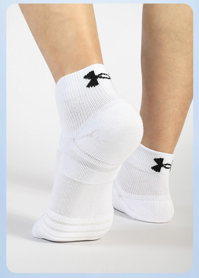 Under Armour Sports Socks [3 Pairs] Running Basketball Badminton Marathon Low-Cut Non-Slip Cotton Socks White L 30