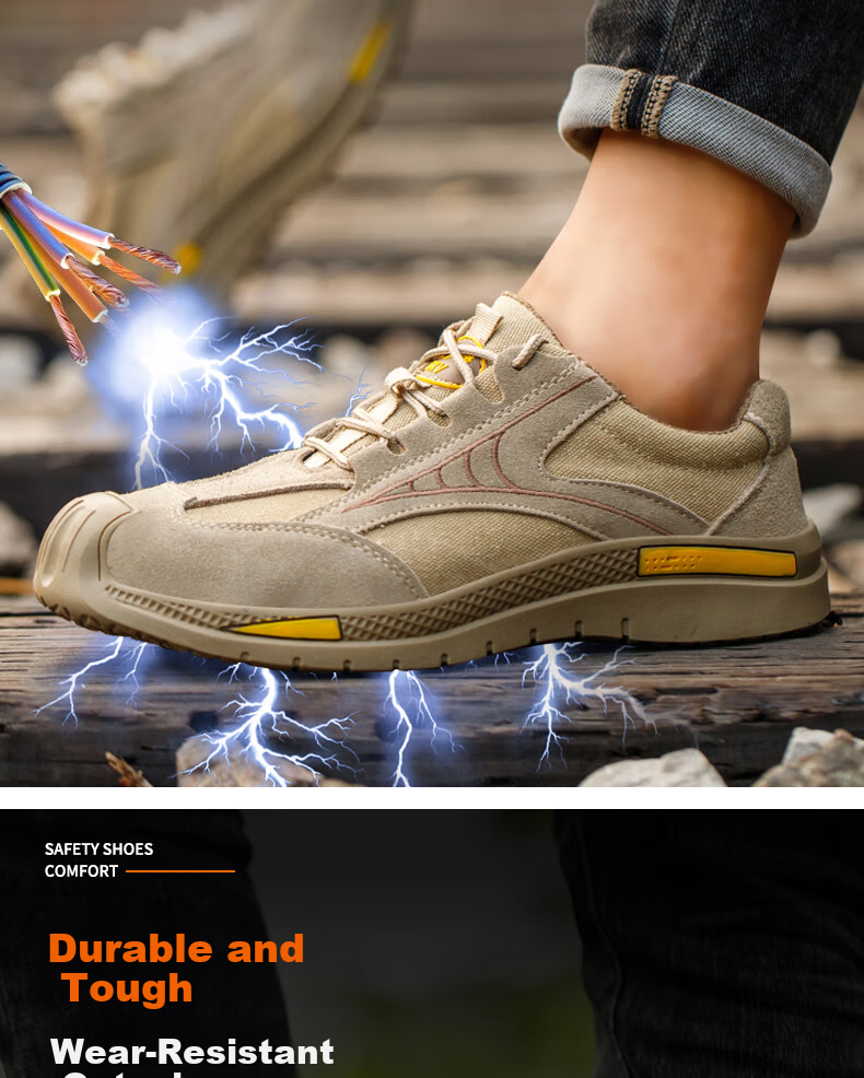 LAOGUANJIA Men's Breathable Cowhide Work Safety Shoes, Wear-Resistant, Lightweight, Insulated 10KV Electrician and Welder Work Shoes 1007 Brown Size 39 3