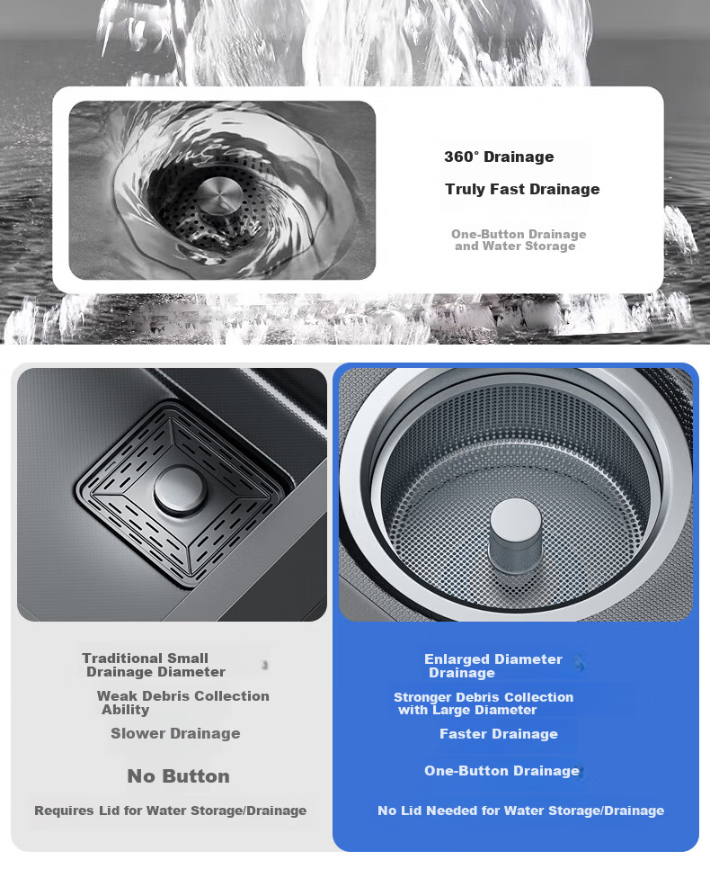 Haier 5.0 Kitchen Sink Nano Large Single Bowl Multifunctional Dishwasher Integrated Basin 304 Stainless Steel Pop-up Drain Vegetable Washing Basin 8