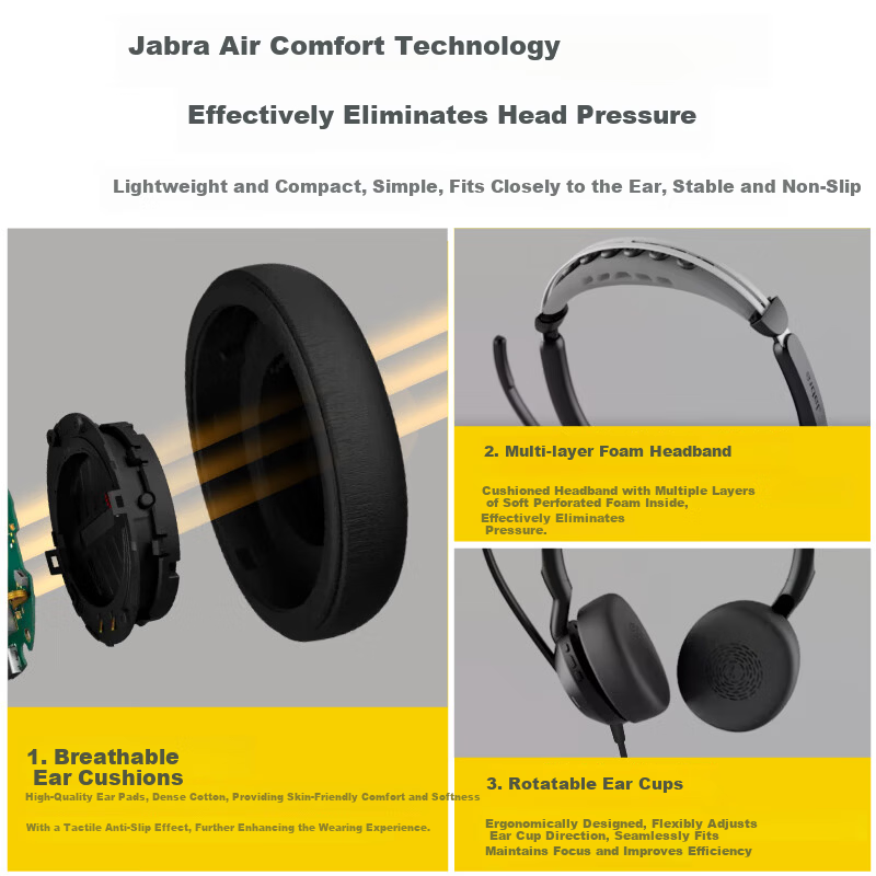 Jabra Evolve2 65 Flex MS Wireless Charging Pad Bluetooth Noise-Cancelling Headset for Computer Office Conference Calls Customer Service Online Education Over-Ear