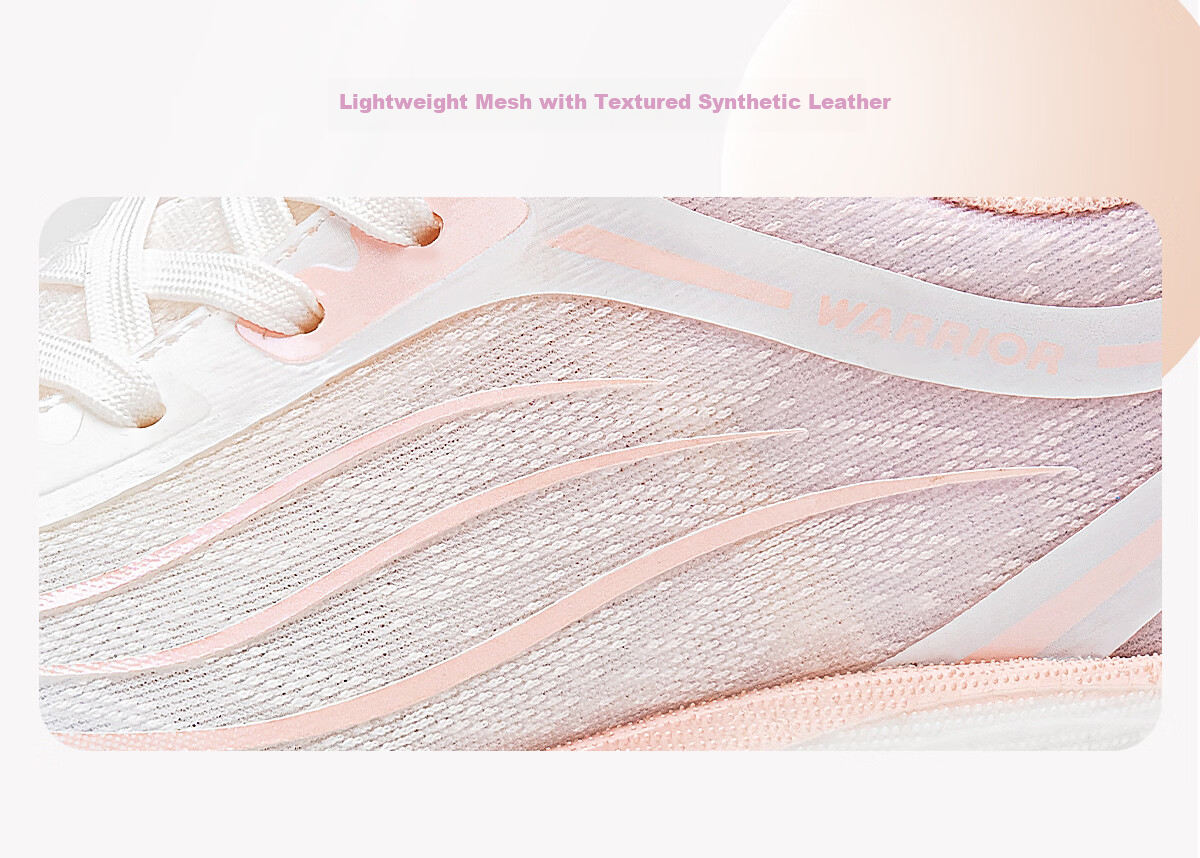 Warrior Women's Sports Shoes New Spring Mesh Breathable Thick Sole Cushioning Height Increasing Running Shoes White Pink Size 37 5