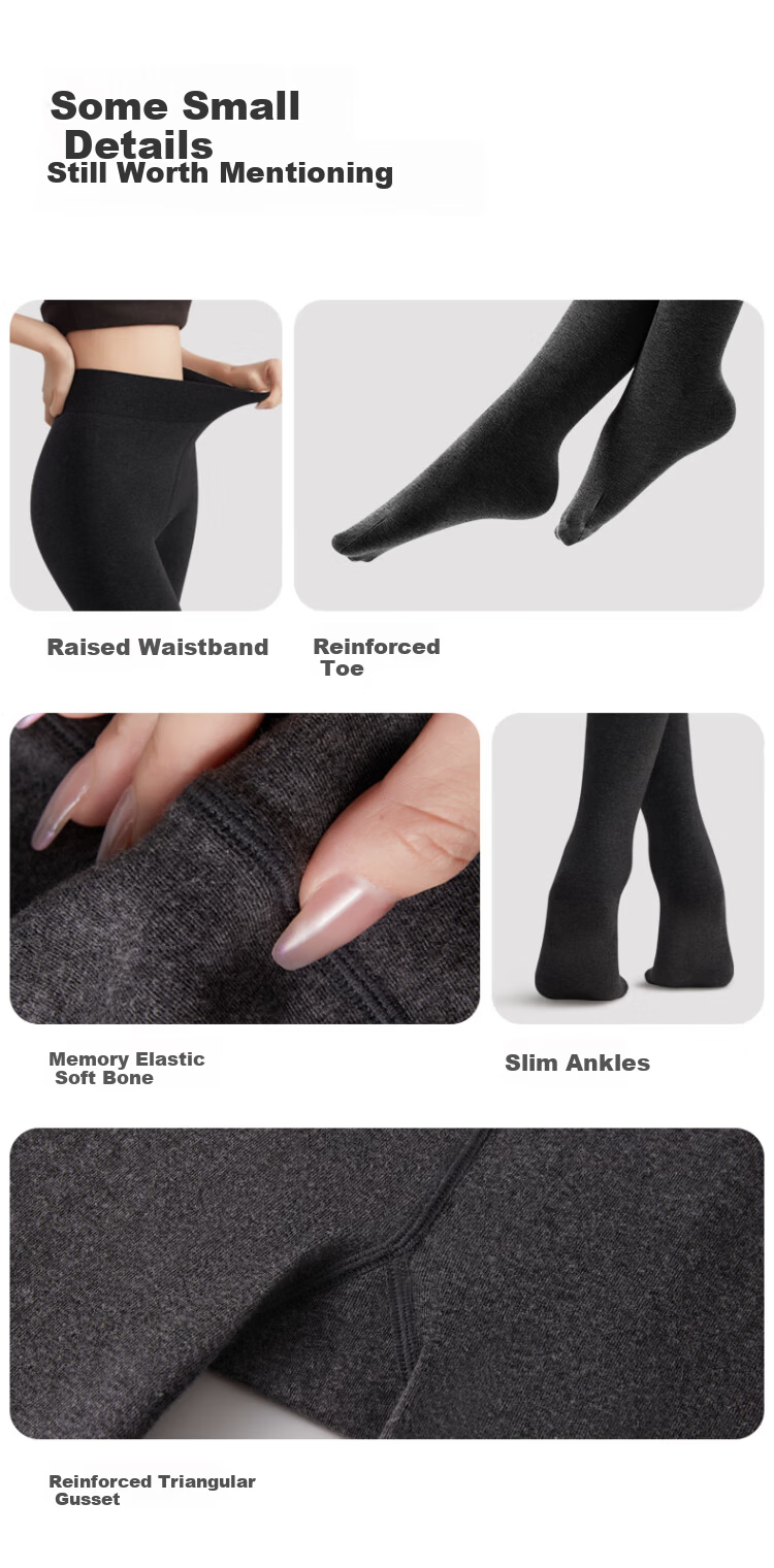 LangSha Light Leg Magic High-Waist Slim Fit Fleece-Lined Thickened Tights for Women Autumn Winter Gray Medium Thickness 13