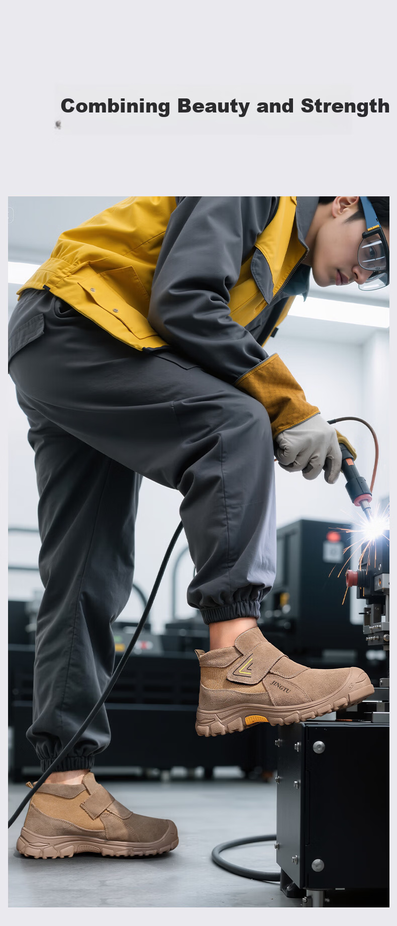 Jingtu Electric Welder Labor Protection Shoes Men's Steel Toe Anti-Smash Anti-Puncture Lightweight Comfortable Wear-Resistant Safety Work Shoes 3025G Size 43 9
