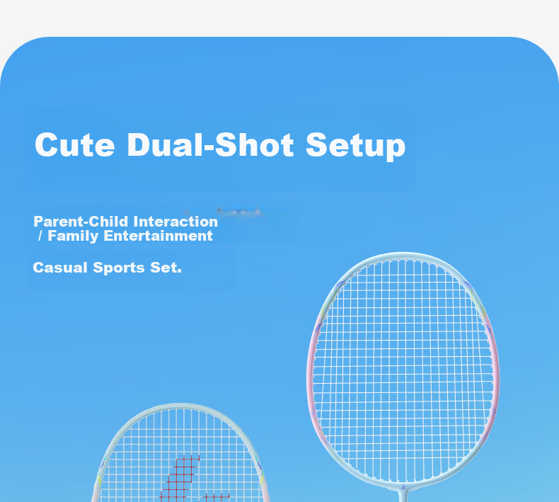 KAWASAKI Badminton Racket Children's Sugar Blade MINI Adult X1 Balanced Racket Family Set Parent-Child Double Racket Durable Ultra-Light Blade 6