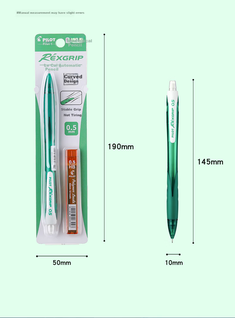 PILOT Popular Colored Automatic Pencil 0.5mm for Children Grade 1-2 with Eraser Stationery Transparent Peacock Green (Includes Lead) HRG10RCPG5 17