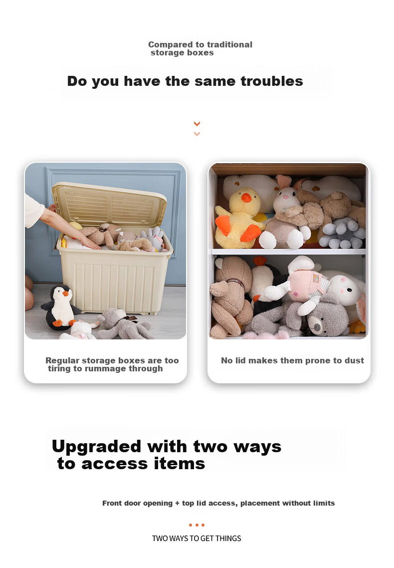 JEKO&JEKO Double Door Storage Cabinet Foldable Book Organizer Children's Wardrobe Storage Box White 1 Piece 2