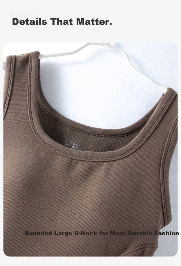 Langsha Graphene Thermal Vest for Women with Built-in Chest Pad, Autumn and Winter Fleece-Lined Thickened Wool Heating Base Layer Underwear 18