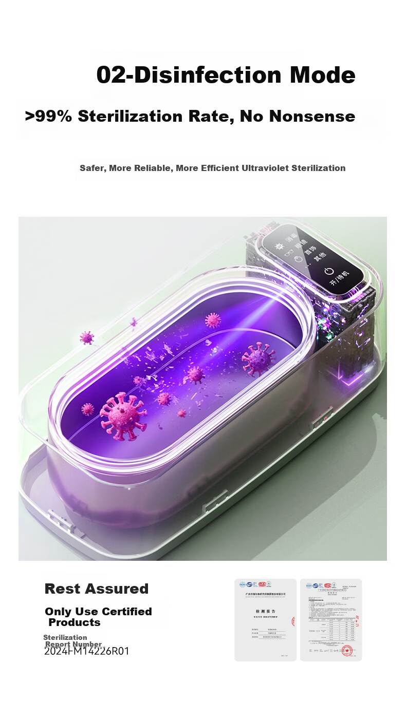 HYUNDAI Ultrasonic Cleaner Glasses Cleaner Fully Automatic Portable Home Use High-Frequency Cleaning Machine for Glasses Braces Watches Jewelry Large Capacity Low Noise Gift 13