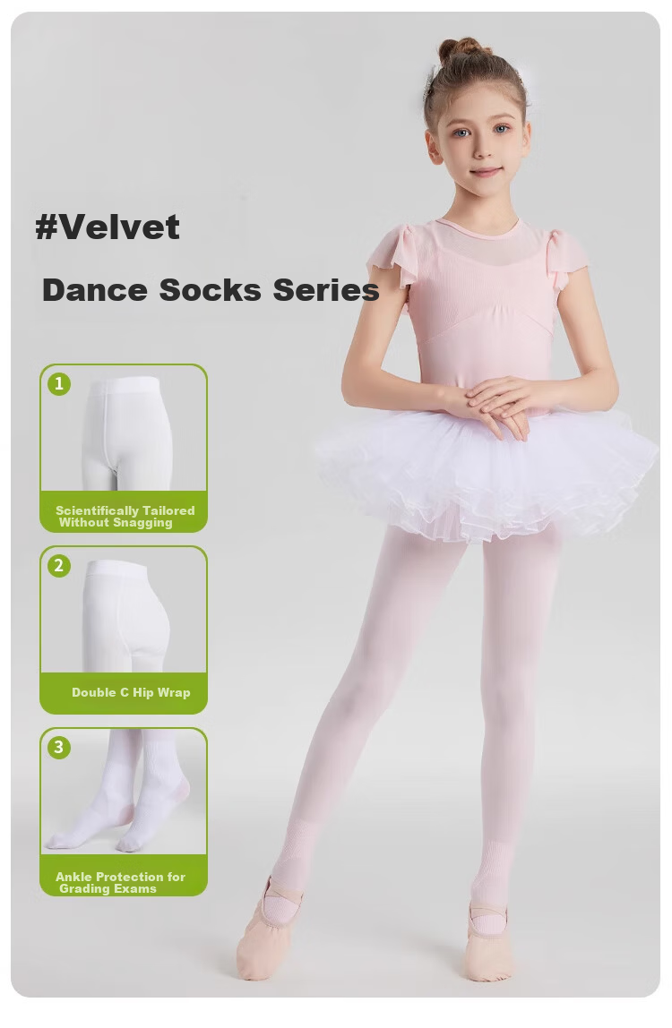 Dingguagua Children's Dance Tights Girls' Practice Pantyhose White Professional Stockings Thin Spring Summer 4