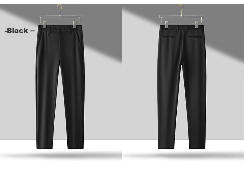 ROMON Elastic Shape-Retaining Casual Pants Men's Business Straight-Leg Sports Work Pants Wrinkle-Resistant Suit Trousers for Young and Middle-Aged Men 21