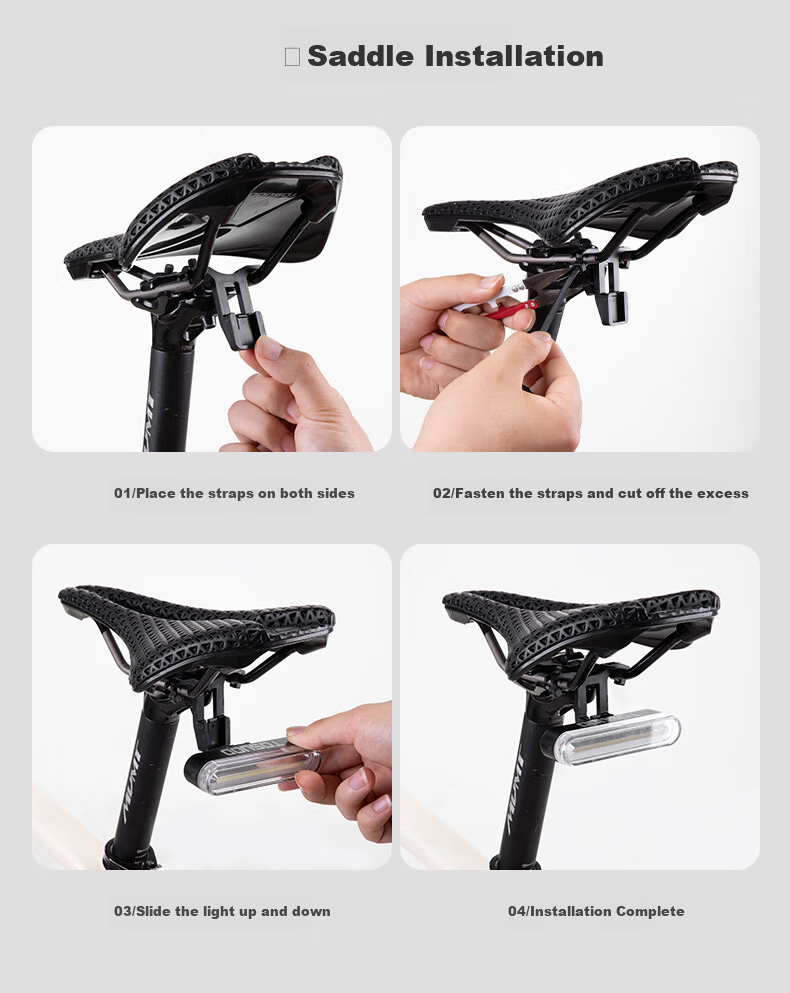 Captain Tas Waterproof Rechargeable Bicycle Tail Light RGB Mountain Road Night Riding High Brightness Brake Sensor Warning Light 12
