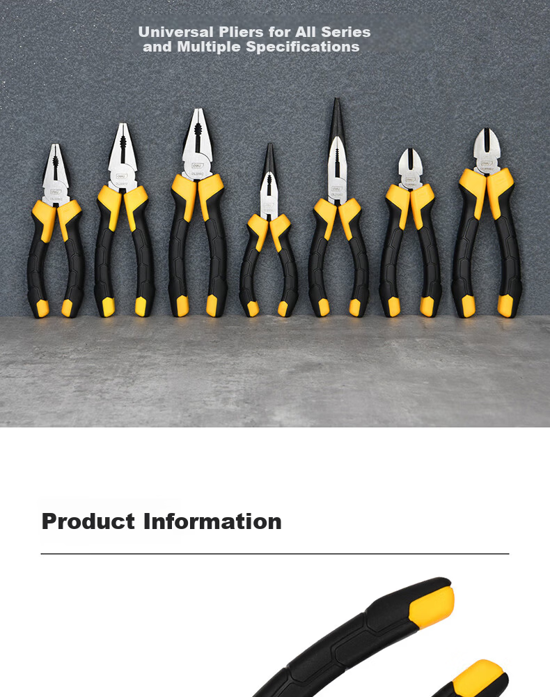 Deli Tool Chrome Vanadium Steel Pliers 8 Inch DL2008Z (New and Old Versions, Random Delivery) 7