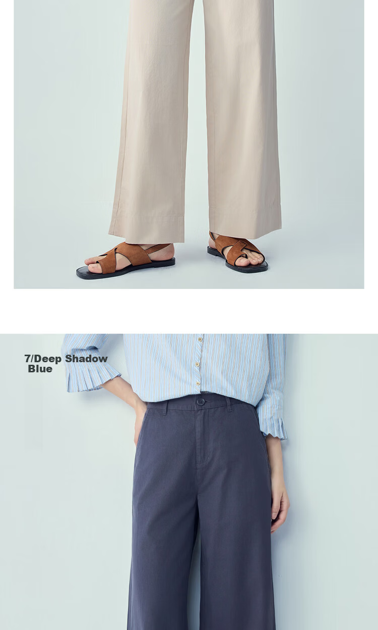 Giordano Women's Pants 2026 Summer New Pure Cotton High Waist Straight Casual Wide Leg Trousers 05416318 14