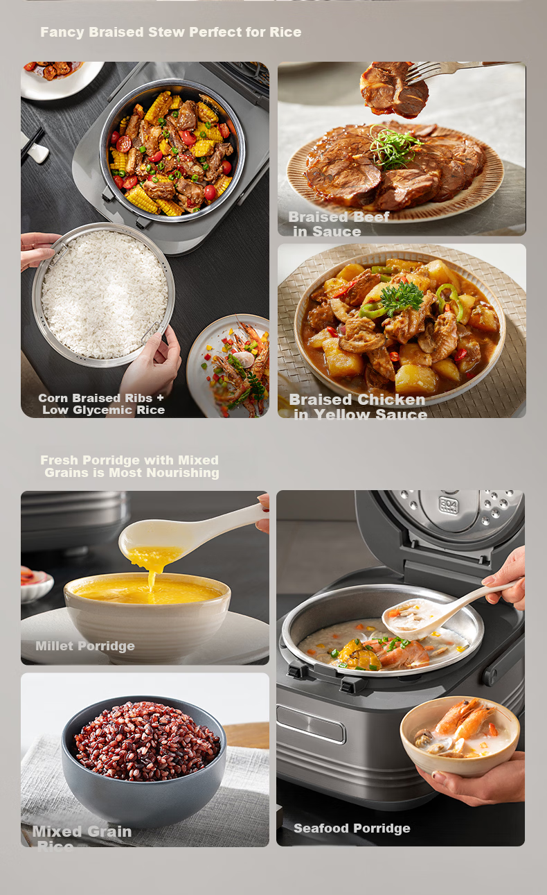 Midea Pure Titanium 0 Coating Rice Cooker for Home Use, 3-4 People, Petal-Shaped IH Heating Electric Pressure Cooker, Multifunctional Smart Rice Cooker with Reservation Function MB-G5 21